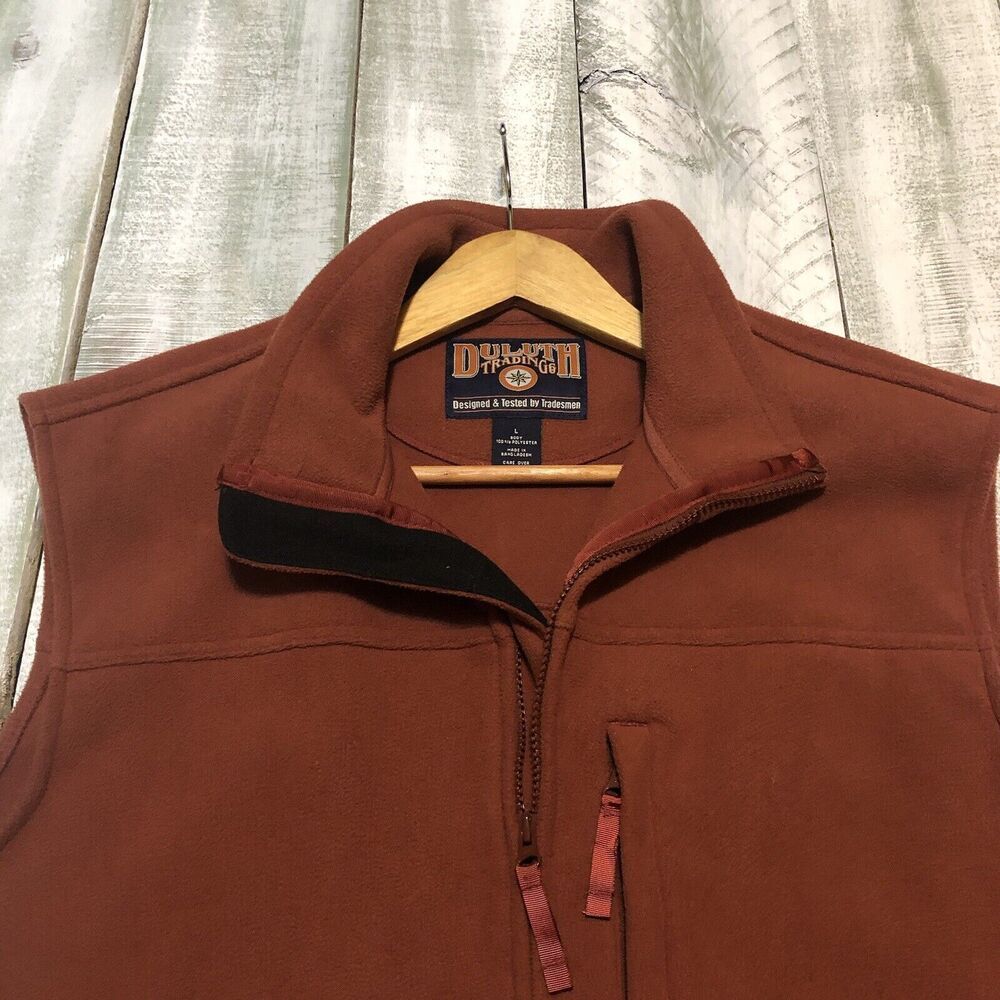 Duluth Trading Fleece Vest Mens Large Red Windproof Full Zip Workwear Heavy - Picture 8 of 11